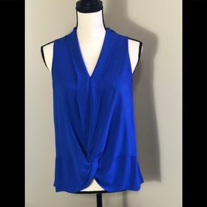 Cobalt blue sleeveless top.
